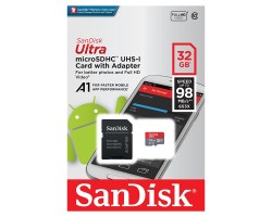 Memóriakártya 32 GB MicroSDHC Card SanDisk Ultra Android (SDSQUAR-032G-GN6MA, 98 MB/s, Class 10, UHS-I, A1)